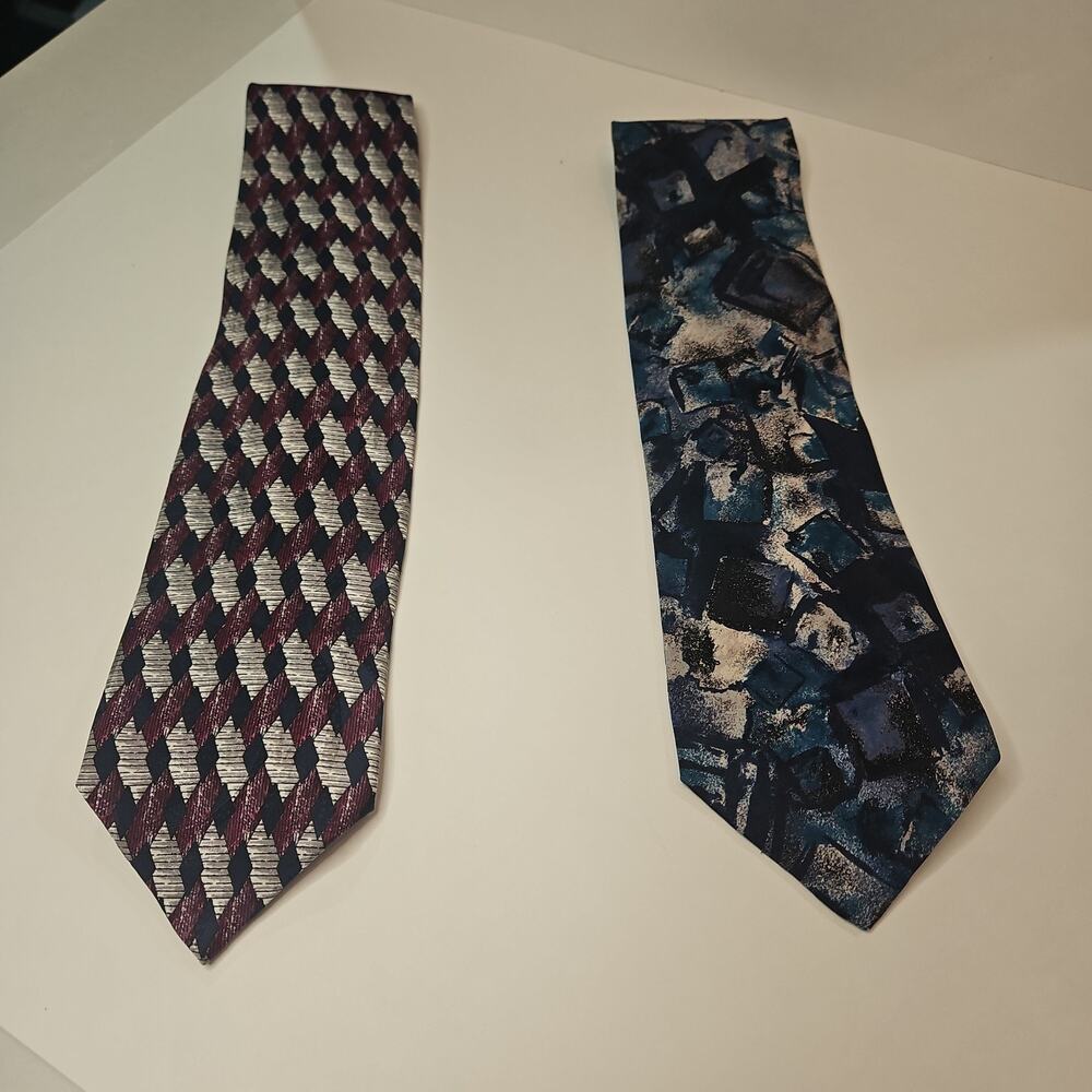 Lot of 2 MEZZO MATTO - MADE IN ITALY - 100% SILK NECK TIE